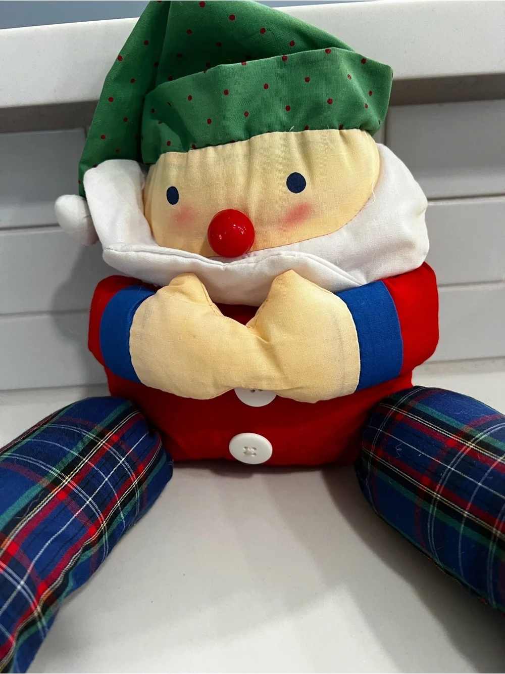 Vintage 1995 Avon Santa Claus Beanie Draft Dodger Multicolor Fabric 22 inches